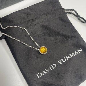 Authentic David Yurman Chatelaine Necklace Yellow Citrine Gemstone and Silver